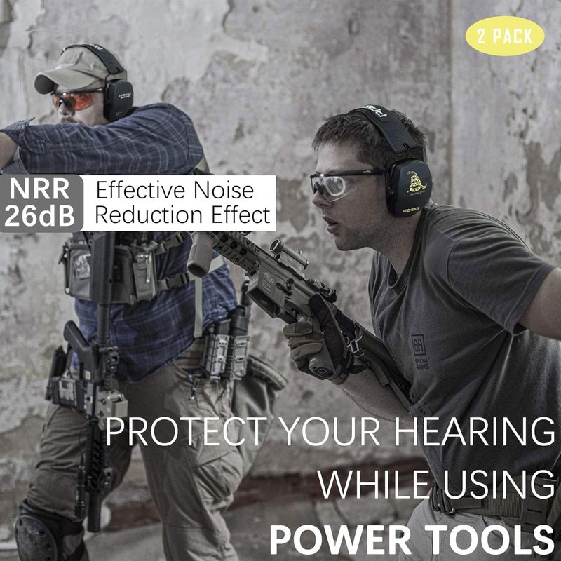 PROHEAR 016 Shooting Ear Protection Earmuffs 2 Pack, NRR 26dB for Gun Range, Hunting -Black and DOTM - Image 2